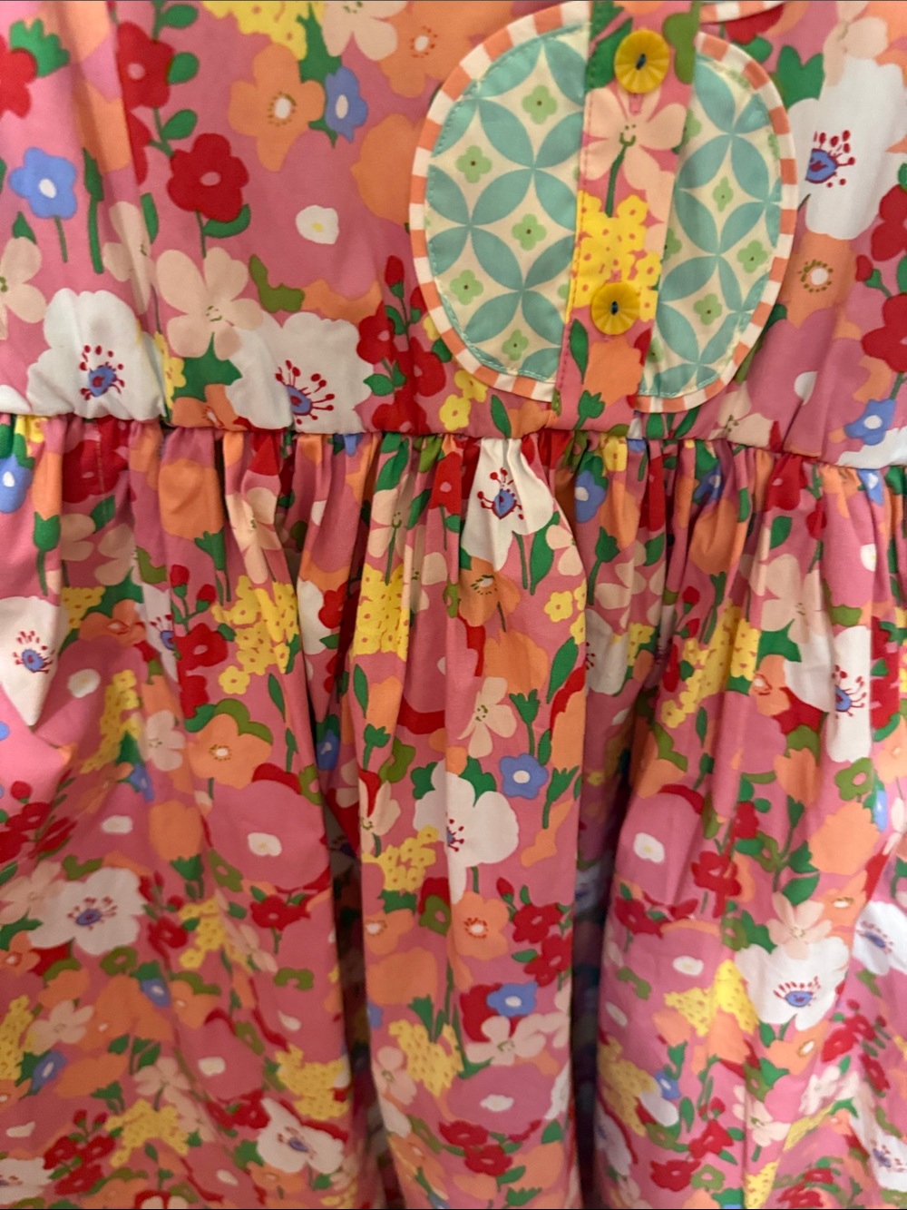 Matilda Jane 🌻Pink Floral Cotton Dress with Aqua Trim - Picture 6 of 9